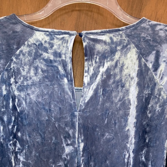 LC Lauren Conrad duller blue velvet volume sleeve top  boho vibe size XL - Picture 12 of 15